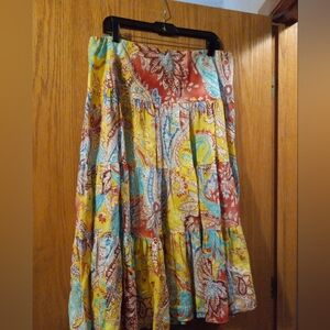 womens lauren ralph lauren floral linen skirt paisley 30 long 17 across waist